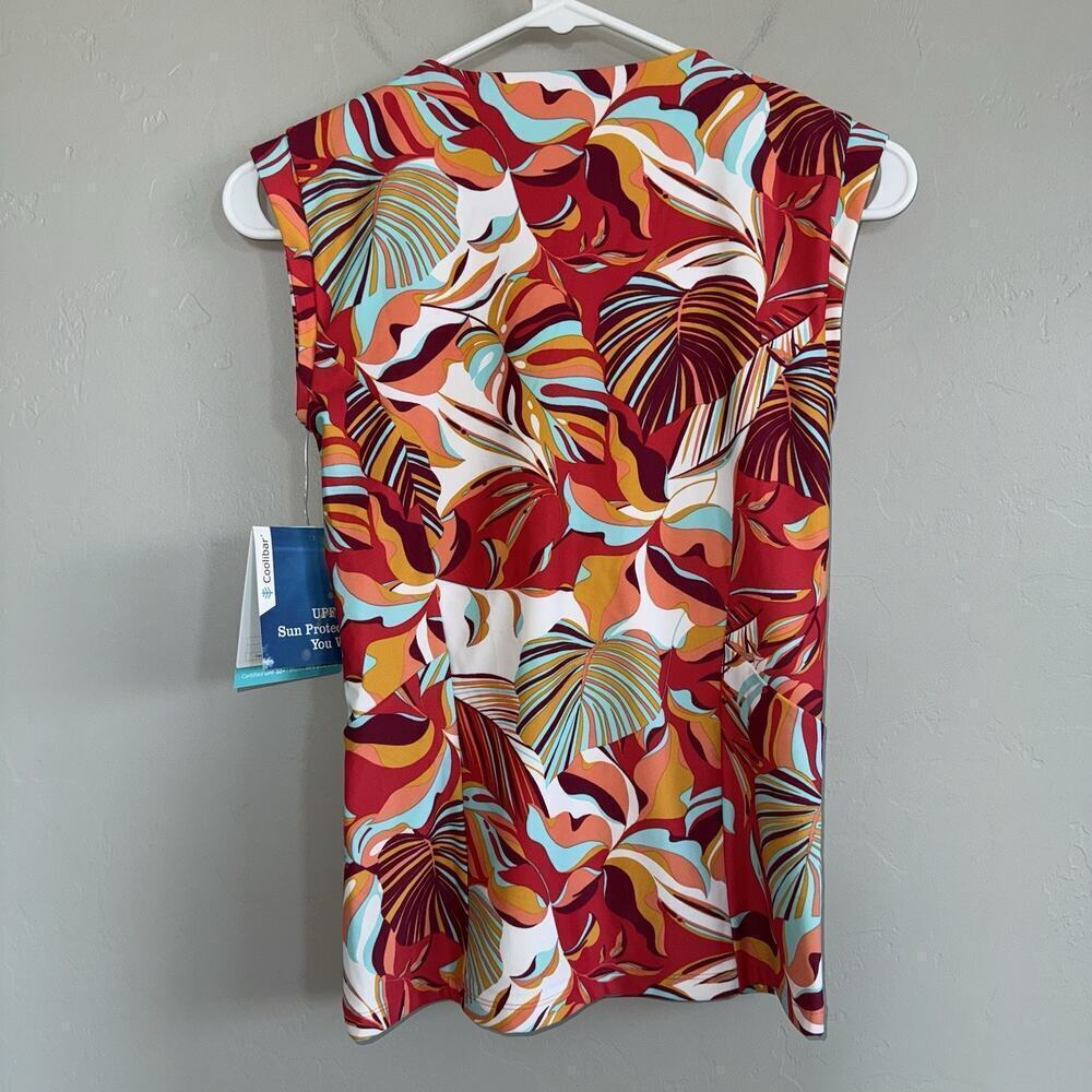 NWT Coolibar Kaylana Tank Top Woman’s XS UPF 50+ Floral Red Tropical 10642 Lined - Picture 4 of 7